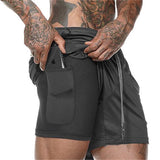 2019 Mens 2 in 1 Fitness Running Shorts Men