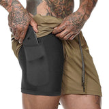 2019 Mens 2 in 1 Fitness Running Shorts Men