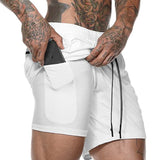 2019 Mens 2 in 1 Fitness Running Shorts Men